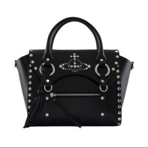 NWT Vivienne Westwood Studded Medium Betty tote bag black leather